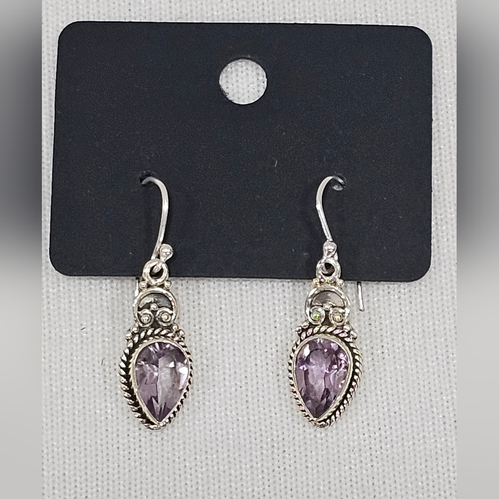 Amethyst 9.25 Sterling Silver Teardrop Earrings